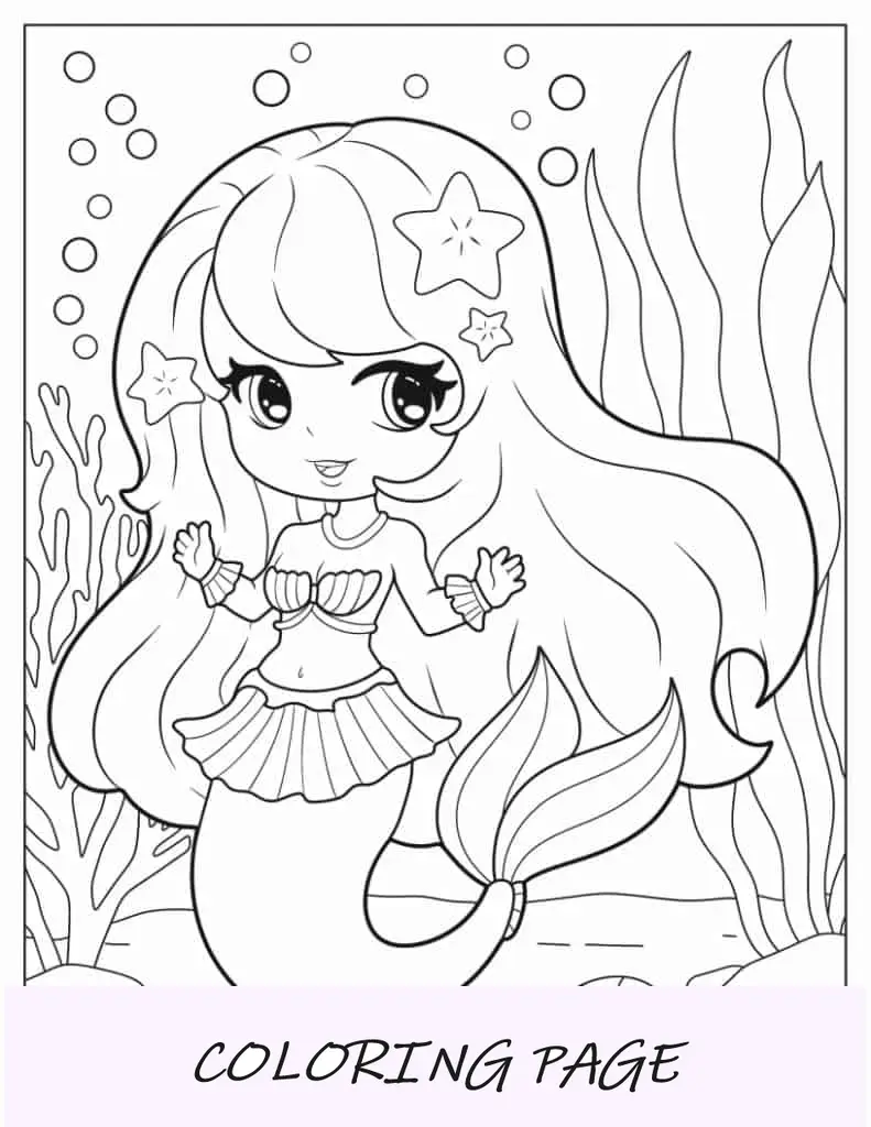 Colorir Sereia Chibi