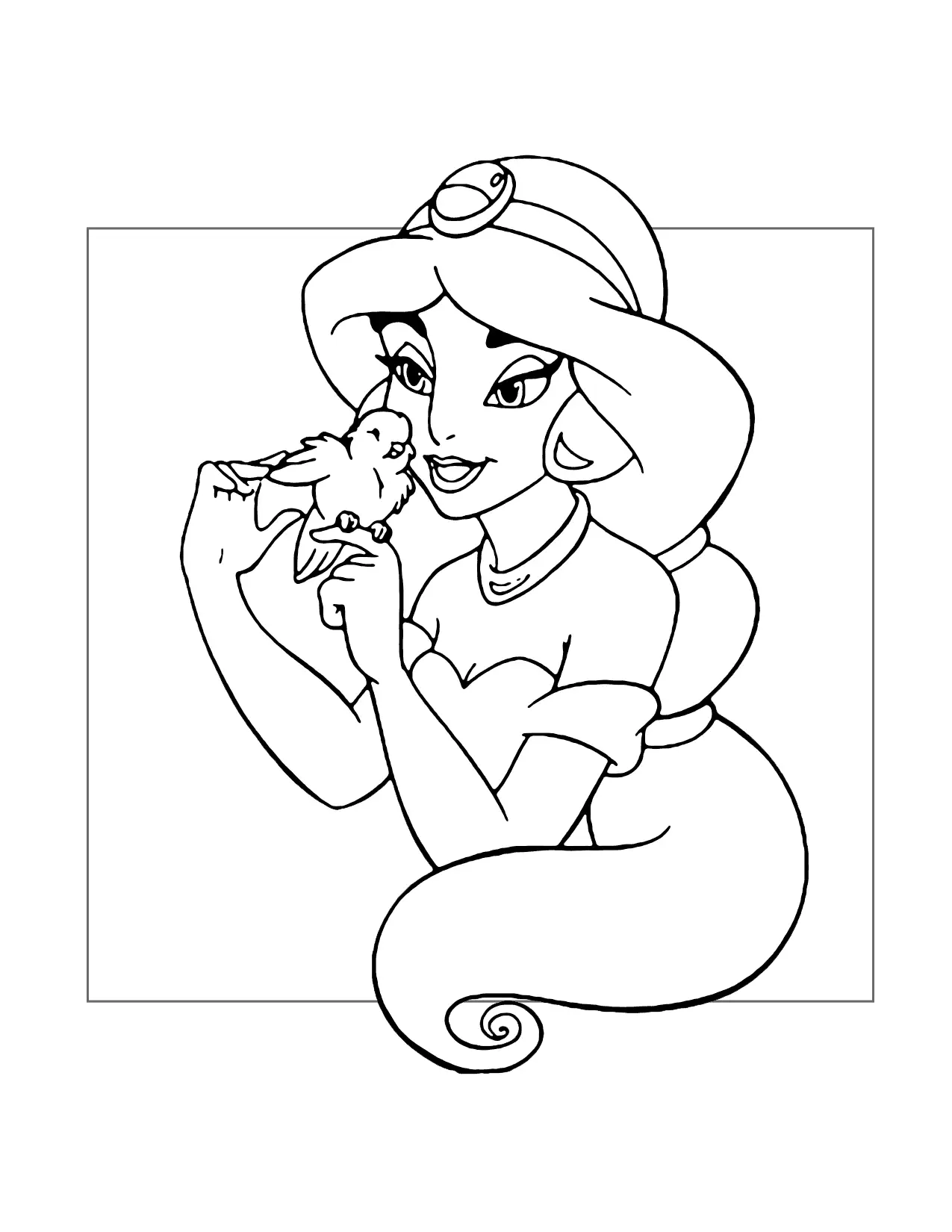 Princess Jasmine Finds A Bird Coloring Page