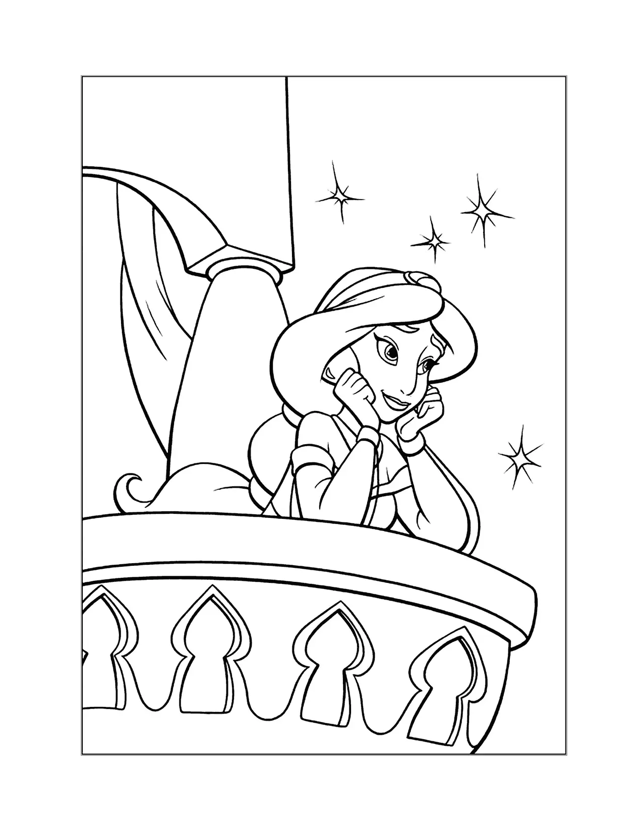 Princess Jasmine On The Balcony Coloring Page