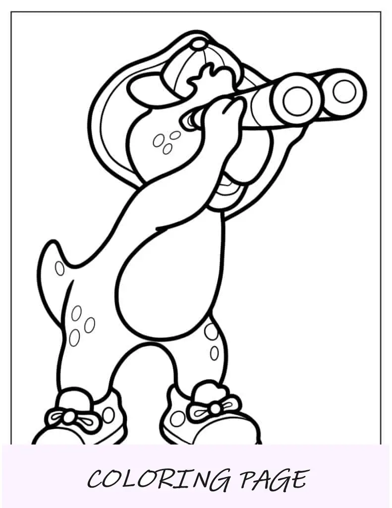 Dibujos animados de BJ con binoculares para colorear