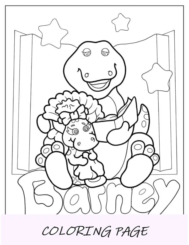 Barney leyendo a Baby Bop