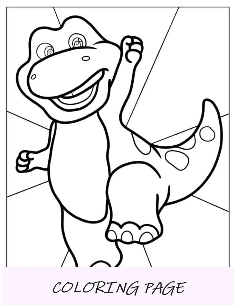 Barney bailando para colorear para niños