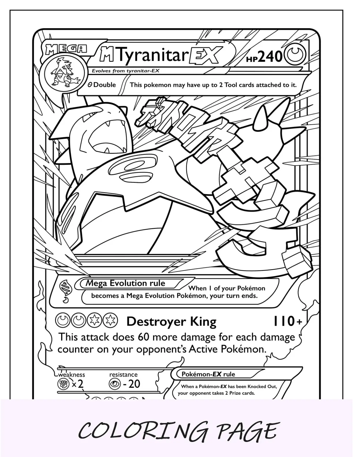 Mega Pokemon Pagina da colorare della carta Pokemon Mega Blastoise Ex Hydro Bombard