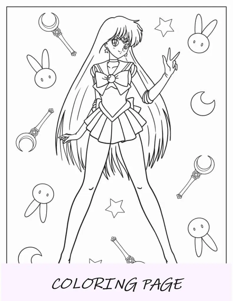 Sailor Jupiter ikonische Pose zum Ausmalen