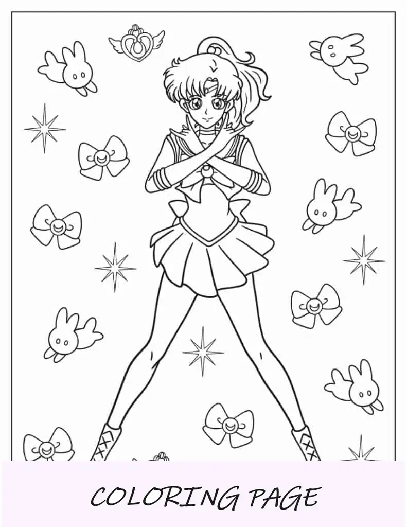 Realistischer Sailor Moon mit Flügeln zum Ausmalen