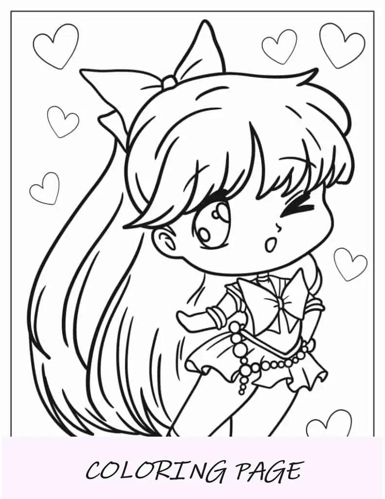 Kawaii Helios und Chibiusa zum Ausmalen für Kinder