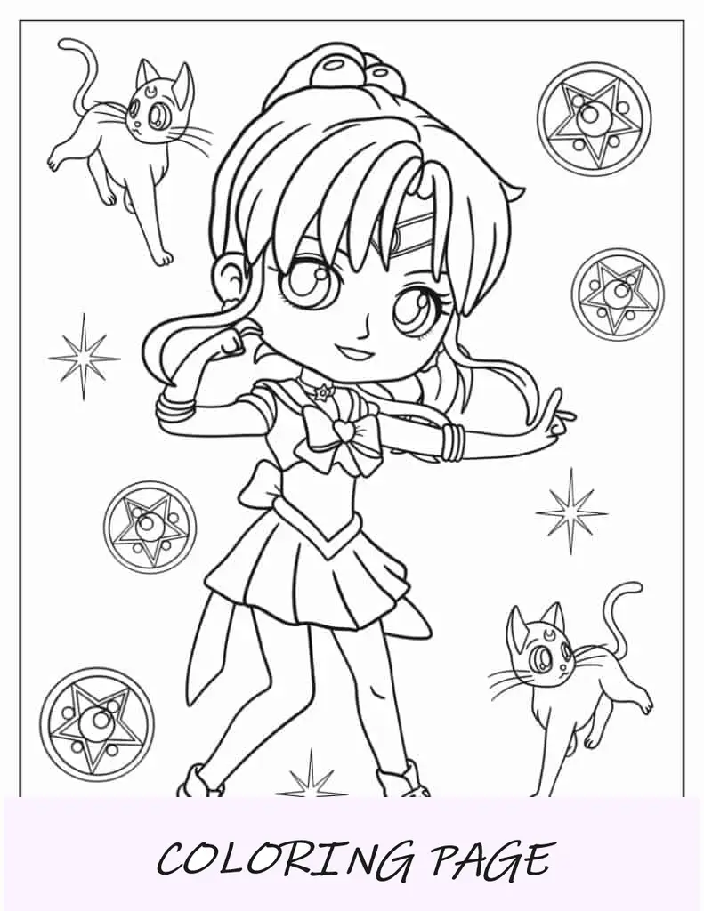 Chibi Sailor Jupiter zum Ausmalen für Kinder im Vorschulalter(1)