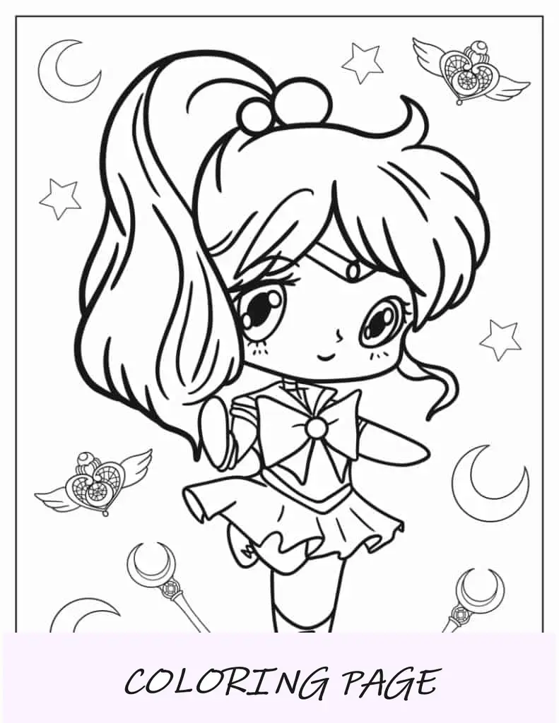 Chibi Kawaii Sailor Moon zum Ausmalen