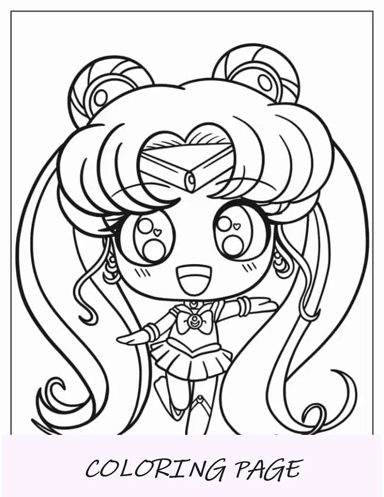 Usagi im ewigen Sailor Moon-Kostüm zum Ausmalen