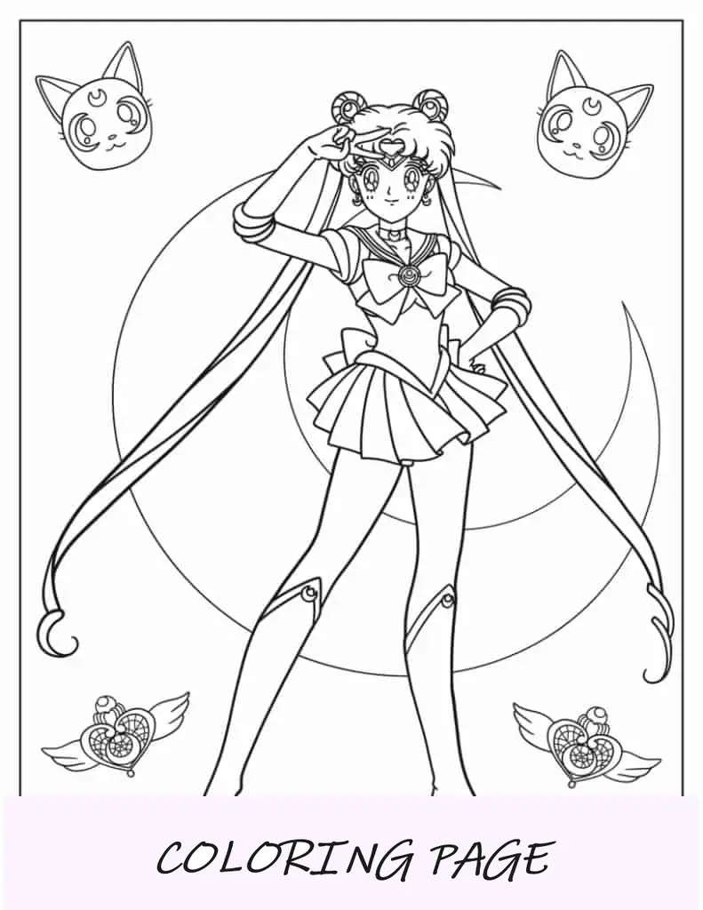 Sailor Moon sitzt auf der Mondsichel