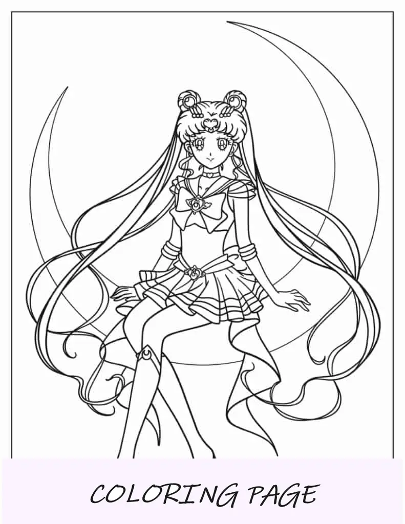 Malvorlage „Sailor Moon – berühmte Pose“.