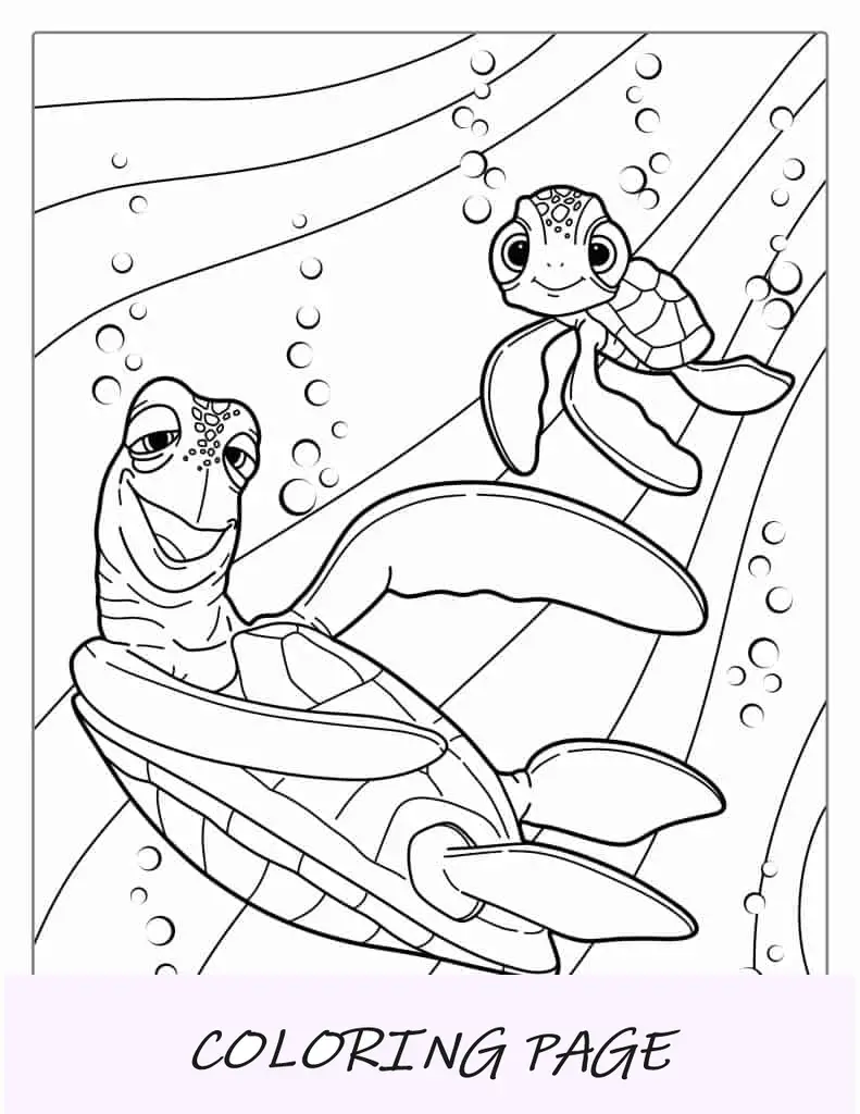 Procurando Desenho de Tartarugas Nemo para colorir para crianças