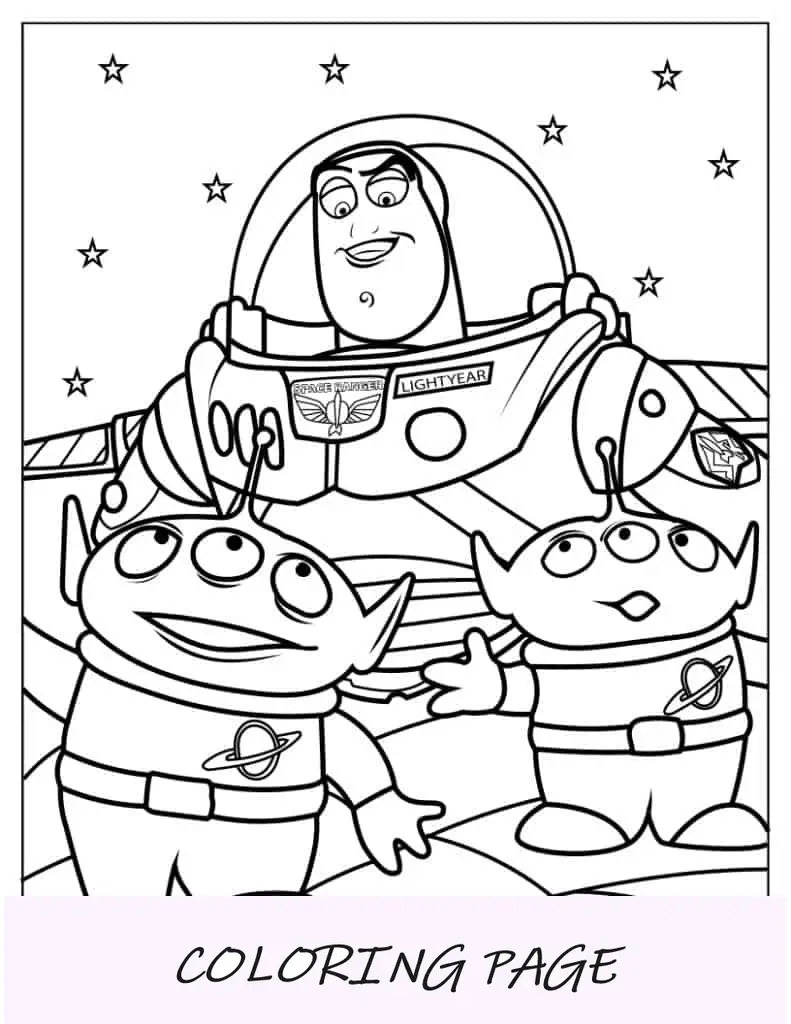 Buzz Lightyear Con Los Extraterrestres Para Colorear