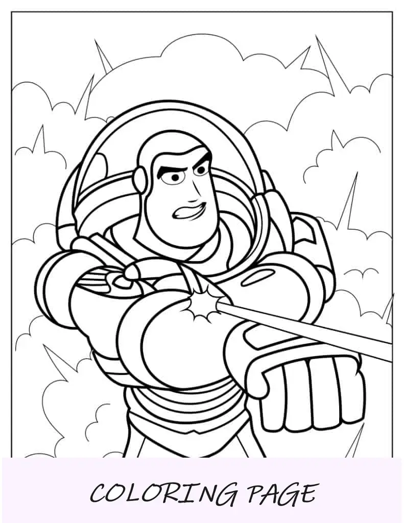 Buzz Lightyear Explosión Láser En Lucha Hoja Para Colorear