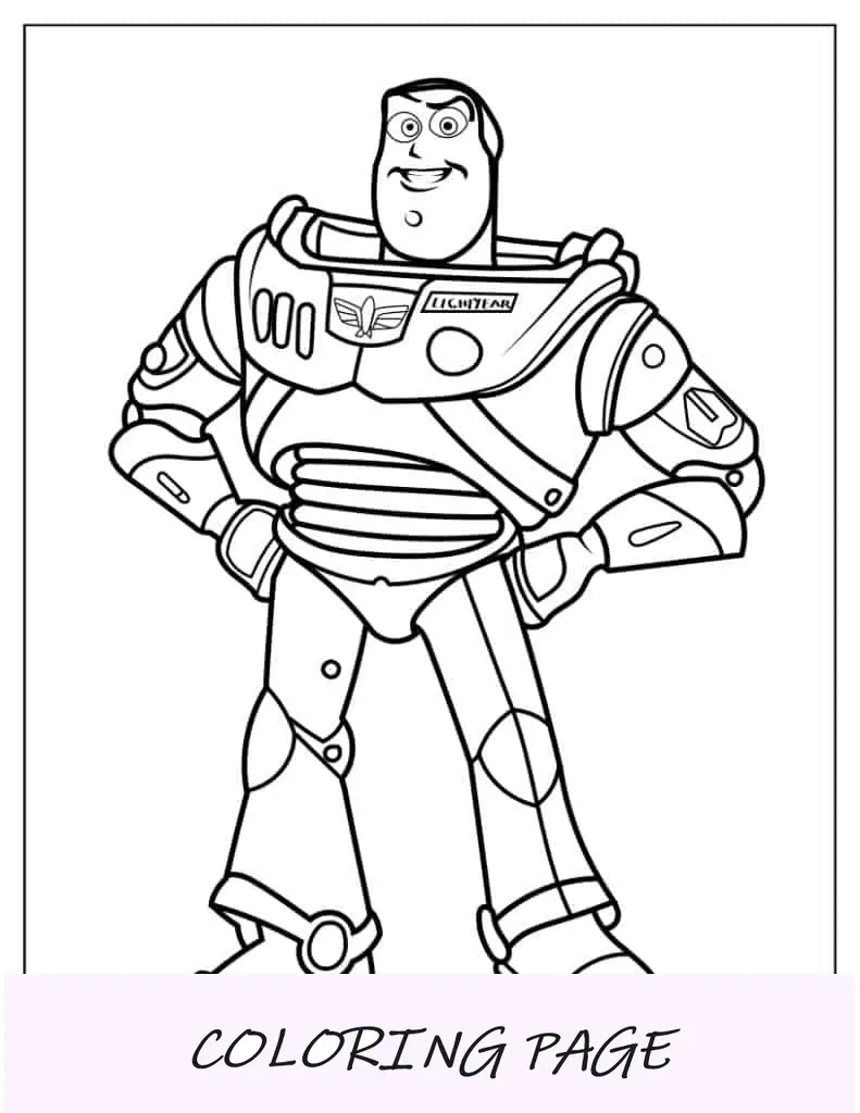 Página para colorear detallada de Buzz Lightyear para niños