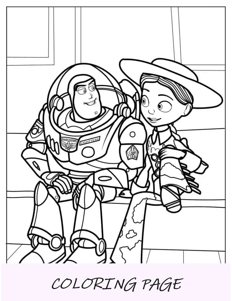 Dibujo para colorear de Buzz Lightyear y Jessie hablando