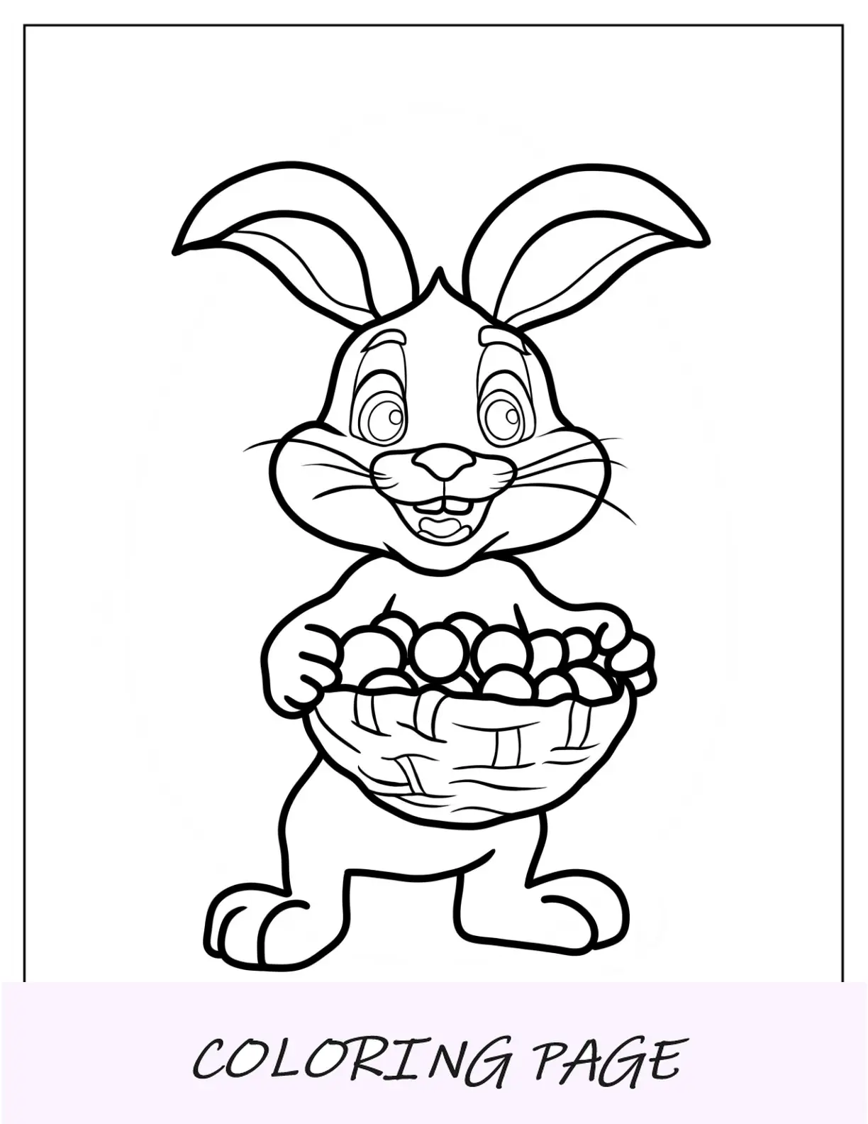 Coelhinho da Páscoa para colorir desenho animado carregando cesta de ovos