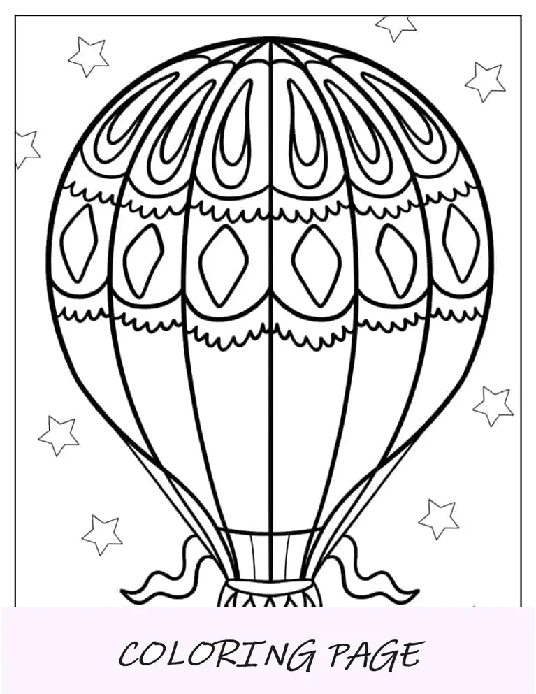 Esboço fácil de um balão de ar quente para crianças em idade pré-escolar