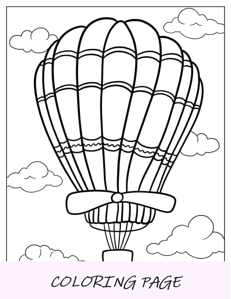 Balão de ar quente com hélice para colorir