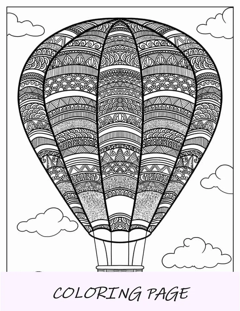 Mandala de balão de ar quente para colorir para adultos