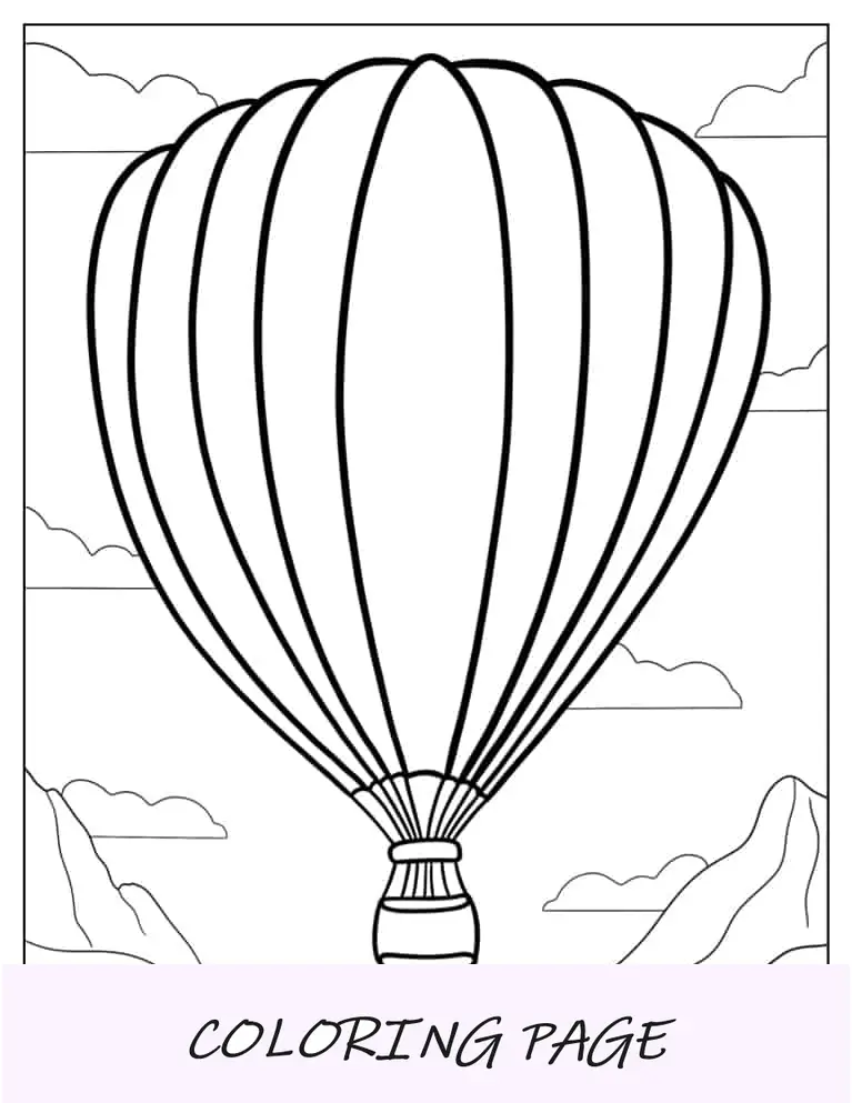 Balão de ar quente simples para colorir