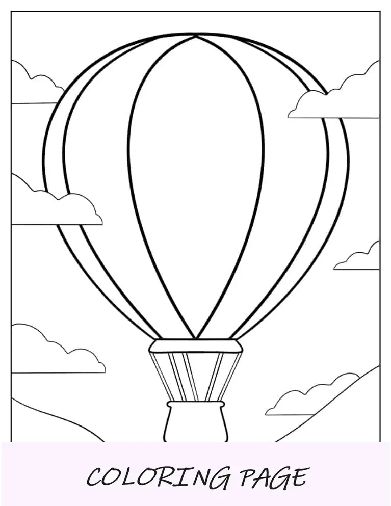 Contorno simples de um balão de ar quente para colorir