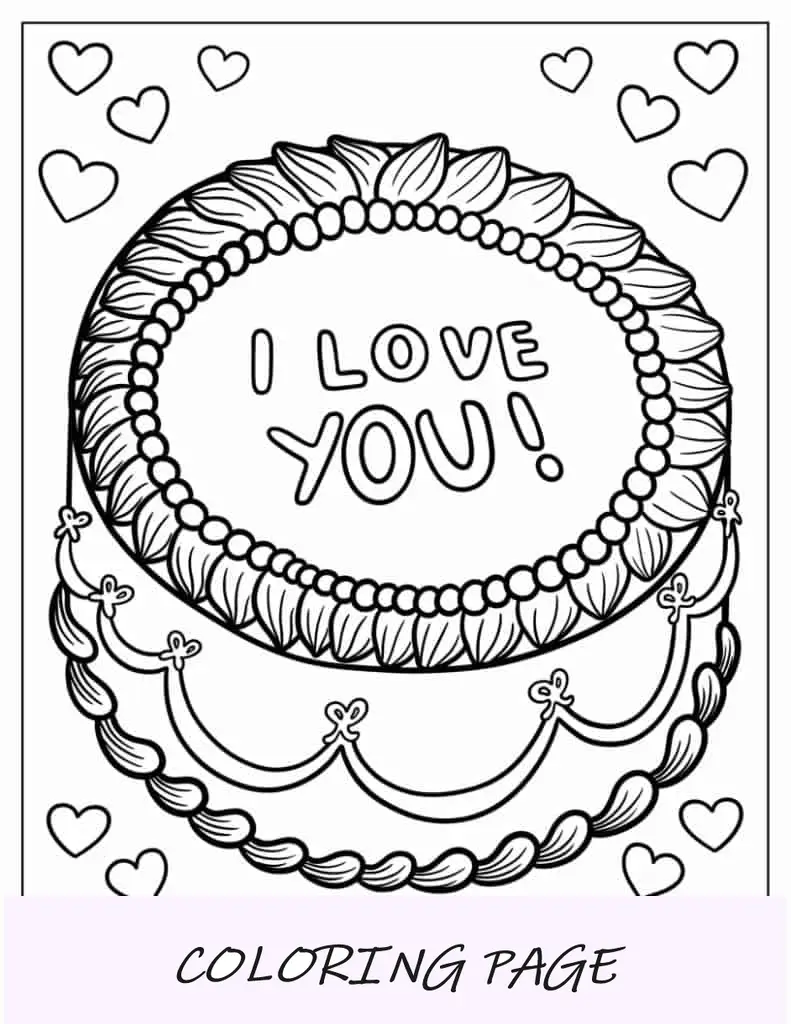 Desenho de Bolo para Colorir Eu Te Amo