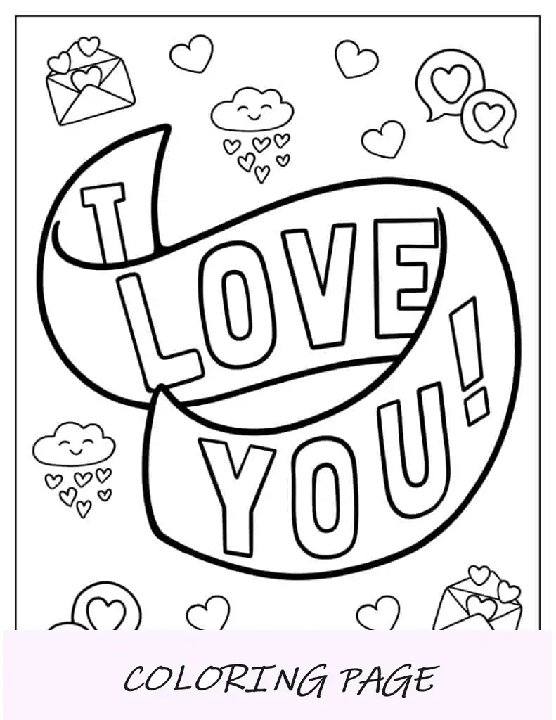 Eu te amo banner para colorir