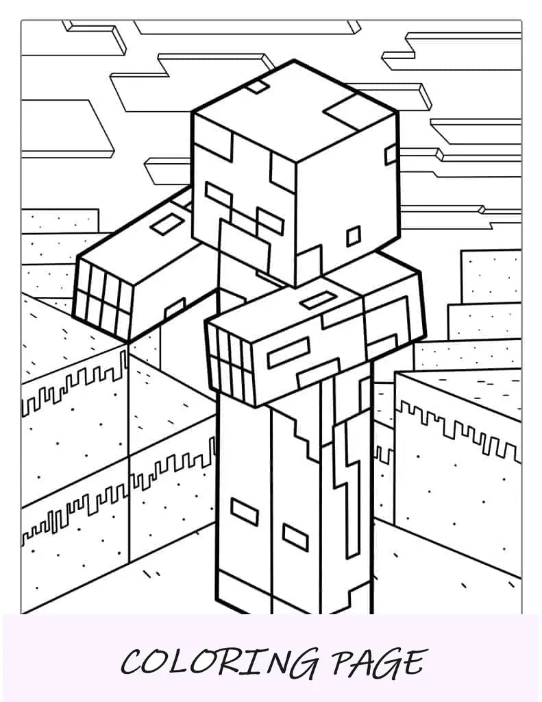 Página para colorir zumbi do Minecraft