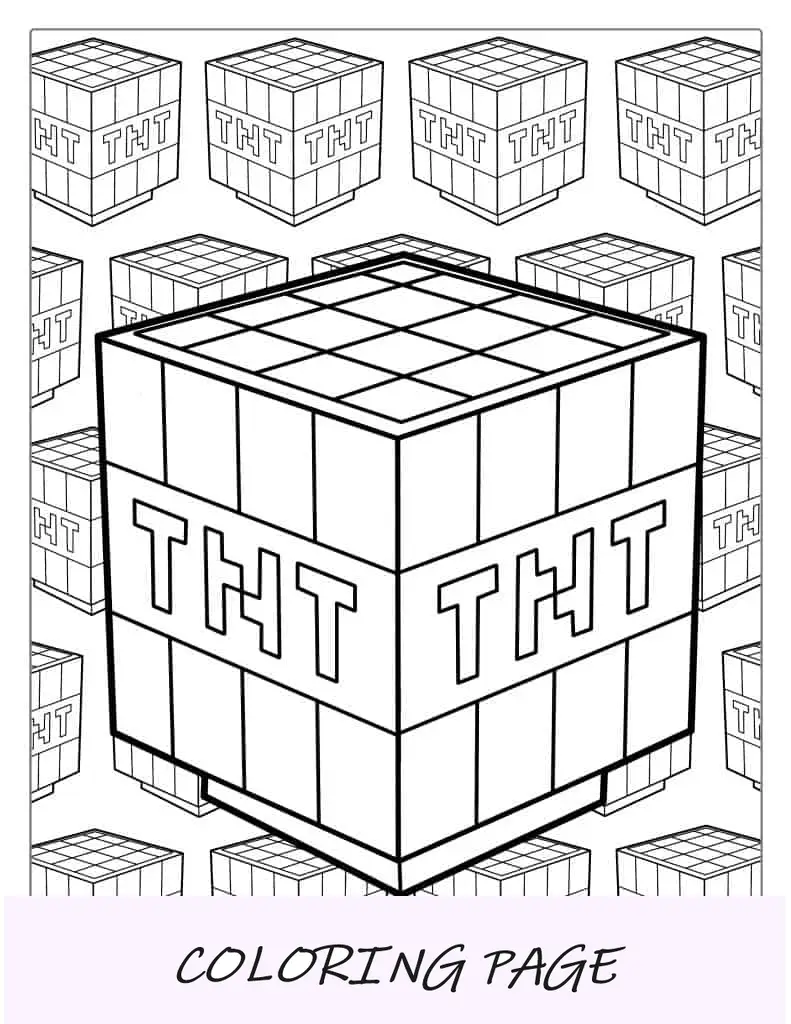 Página para colorir Minecraft TNT simples