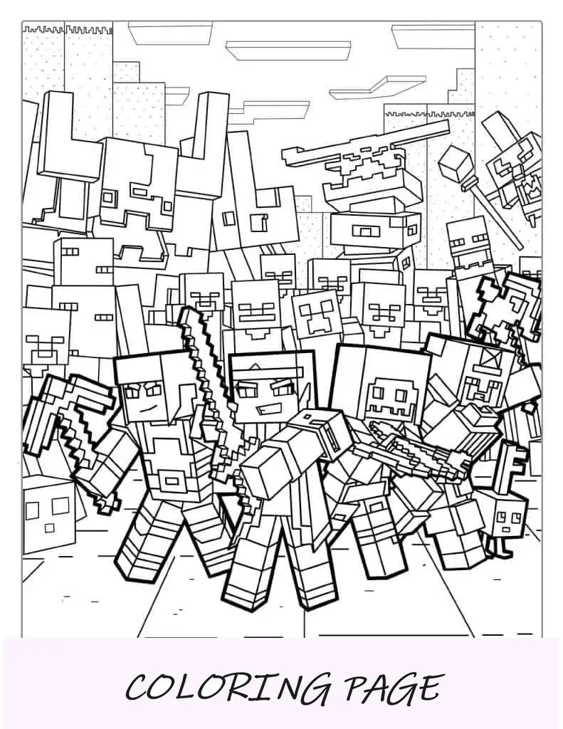 Página detalhada para colorir de Minecraft Dungeons (1)