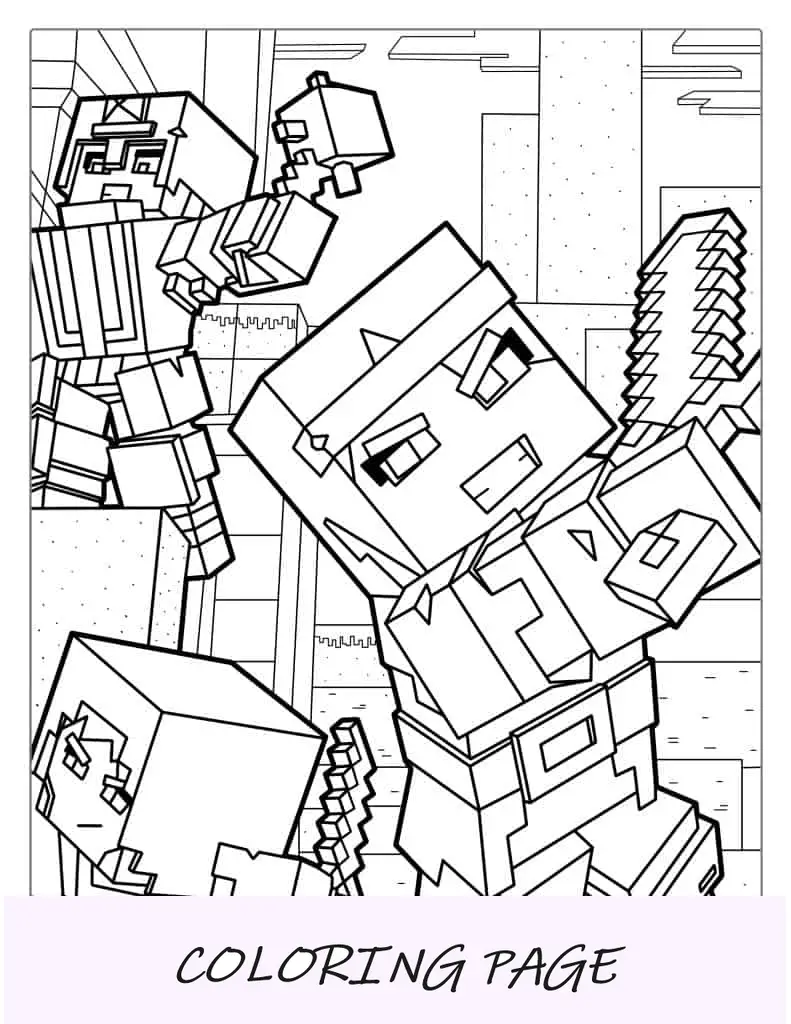 Página para colorir de Minecraft Dungeons