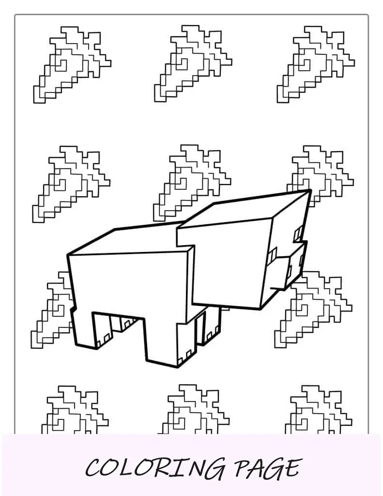 Adorável página para colorir de porco do Minecraft (1)