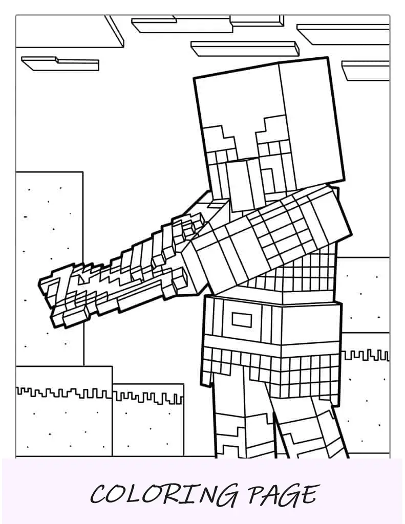 Folha para colorir Minecraft Pillager com arco
