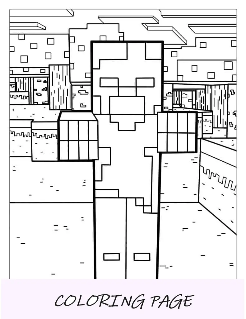 Folha para colorir zumbi do Minecraft