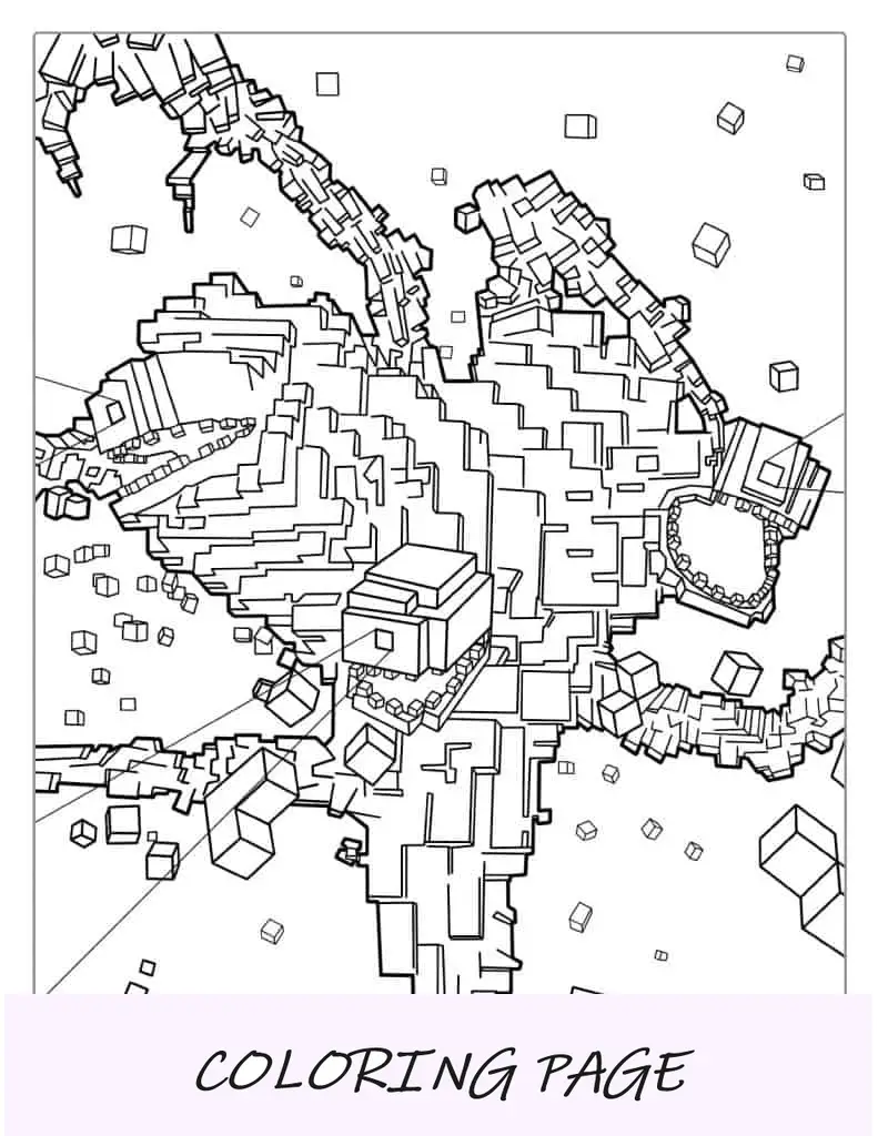 Página para colorir da Tempestade Wither do Minecraft