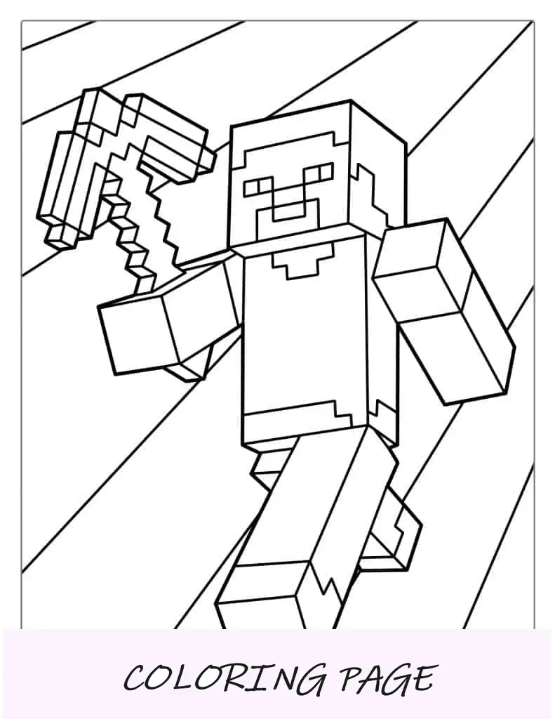 Página para colorir de Steve Minecraft para crianças