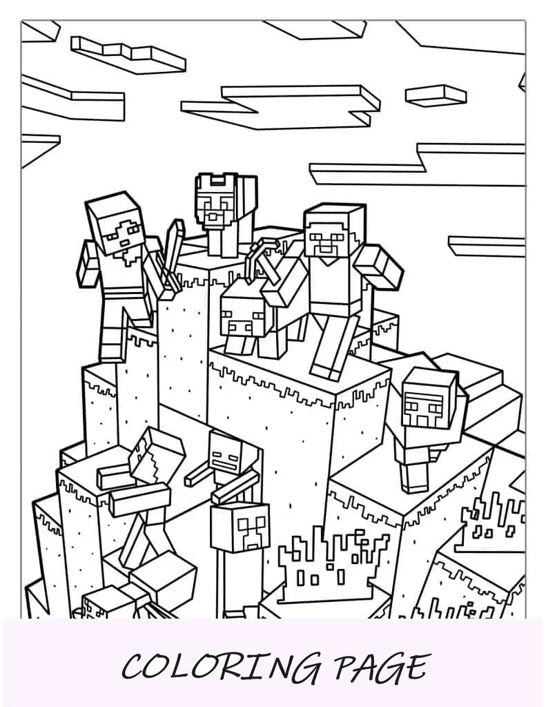 Página para colorir de arte de pôster do Minecraft