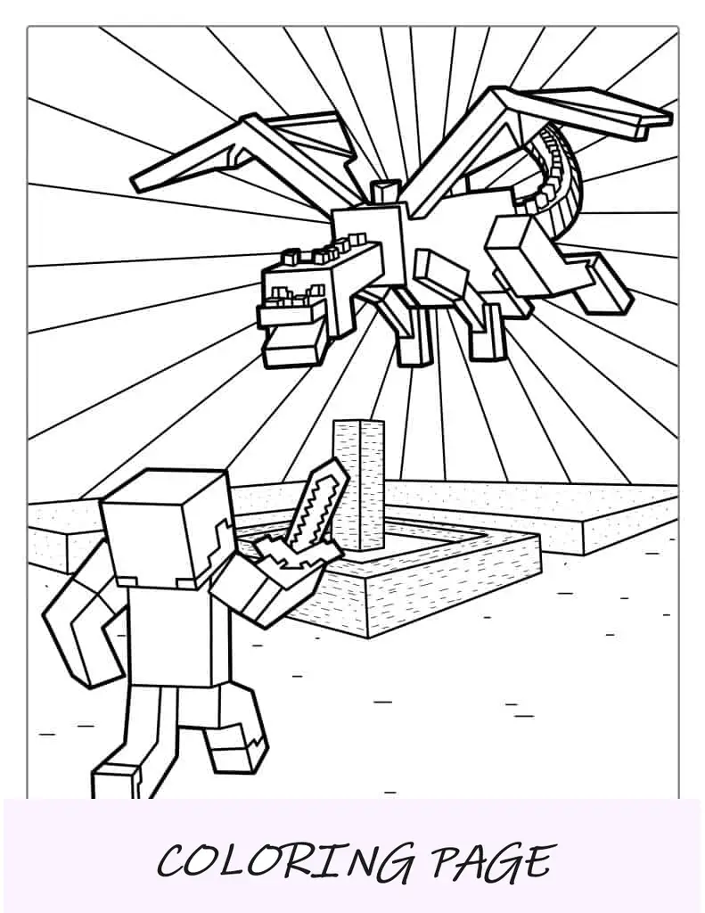 Imagem para colorir de dragão Minecraft para crianças