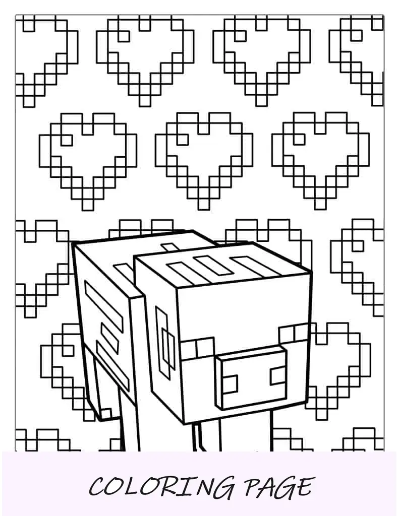 Folha para colorir de porco Minecraft para crianças