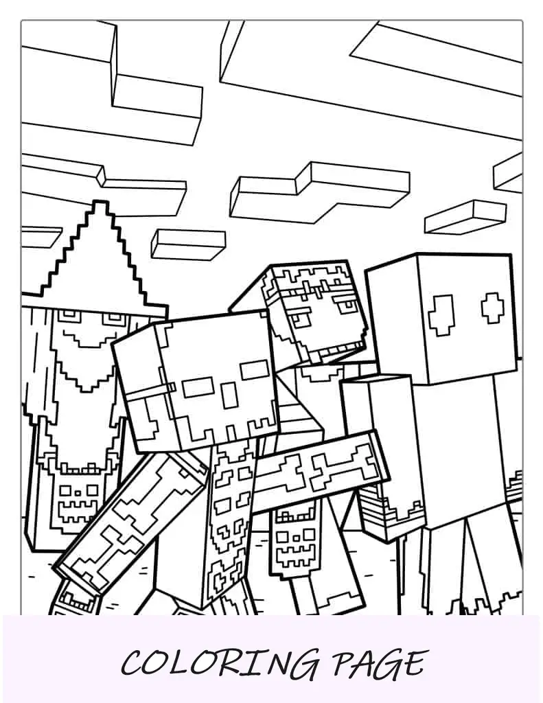 Página para colorir assustador de Halloween do Minecraft