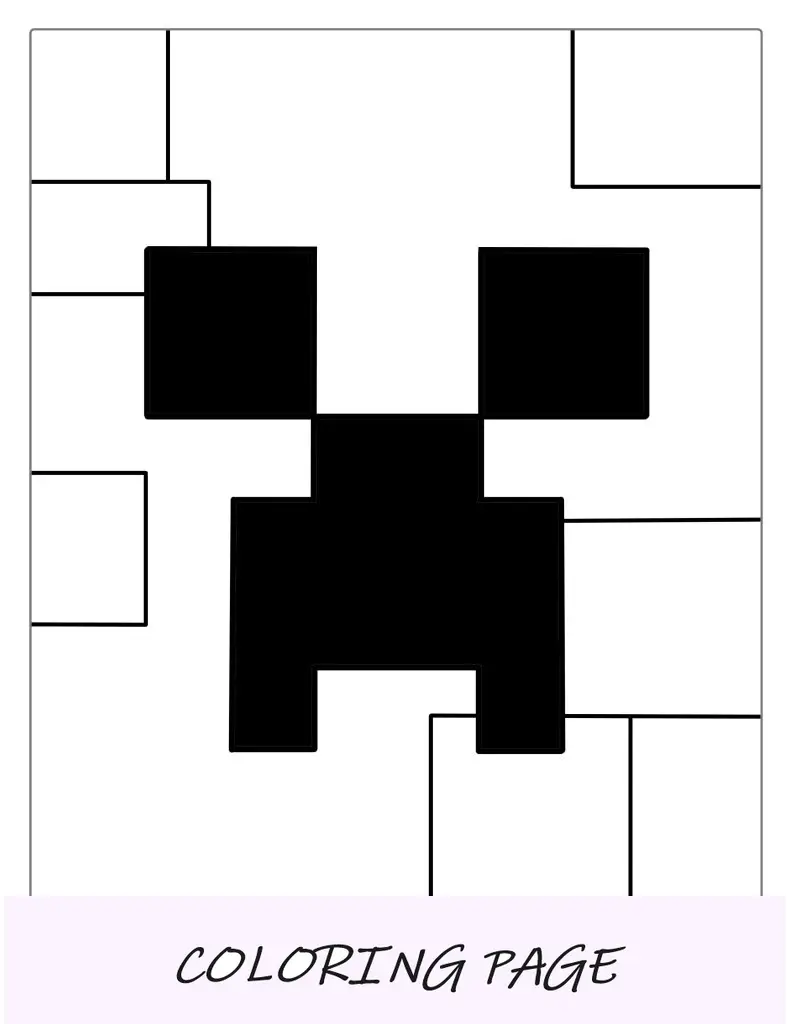 Folha para colorir do logotipo do rosto do Minecraft para crianças