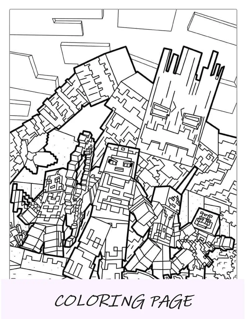 Página para colorir do Minecraft Dungeons Jungle Awakens