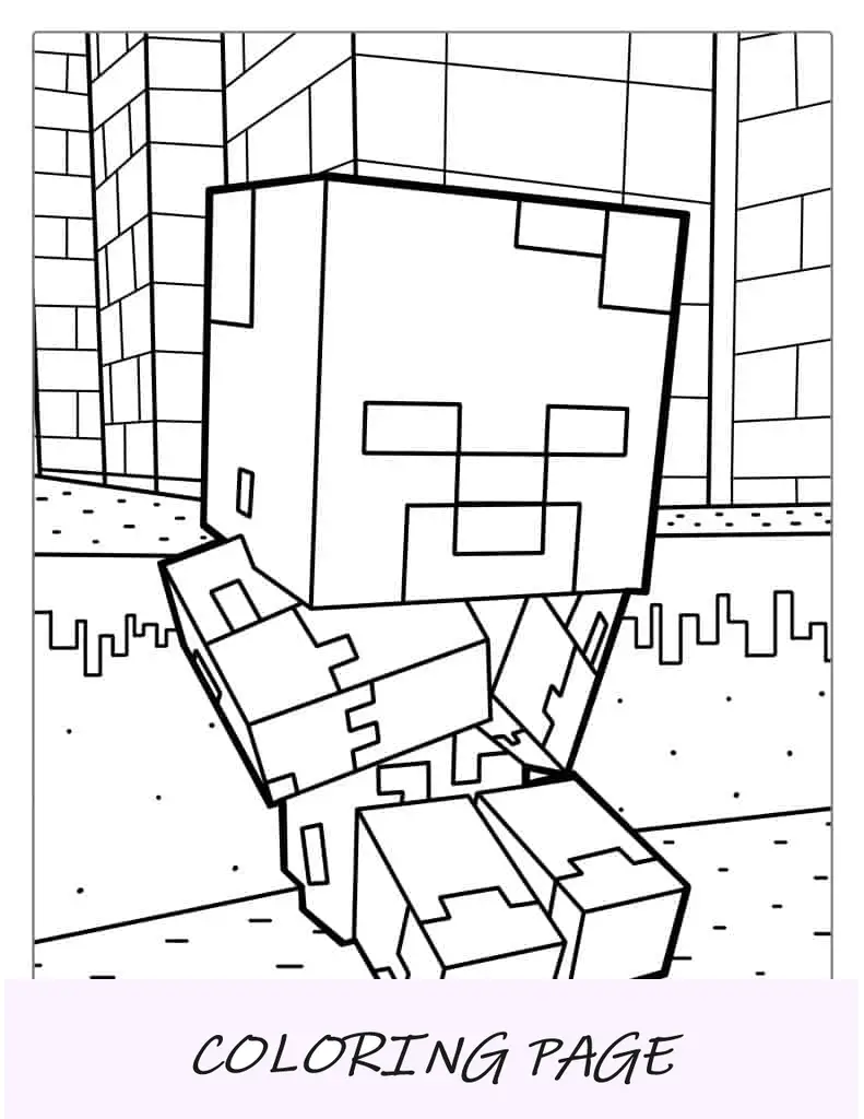 Bebê fofo Minecraft para colorir zumbi