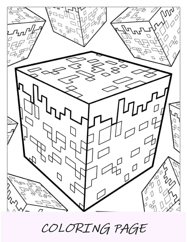 Página para colorir de blocos de Minecraft para crianças