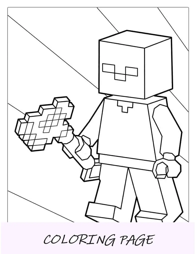 Esboço fácil de Lego Minecraft Steve Coloring