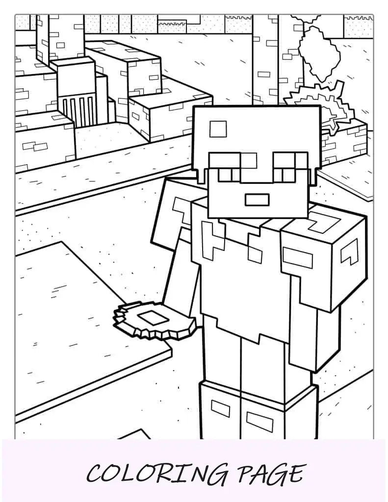 Página para colorir de armadura do Minecraft