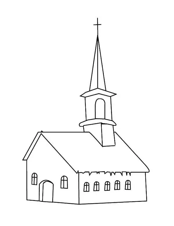 Line Art Church To Color