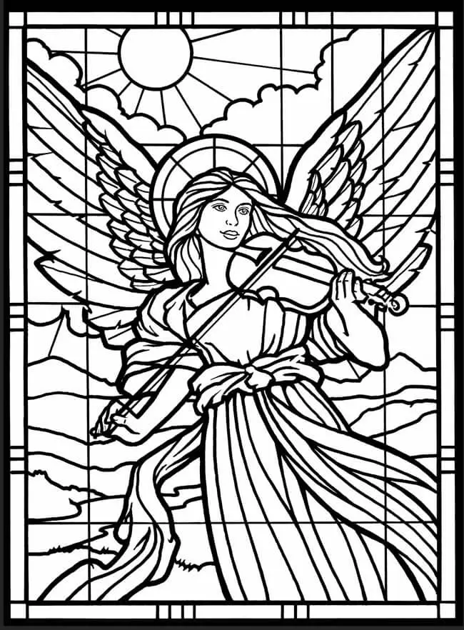 Stained Glass Angel Church Coloring Pages