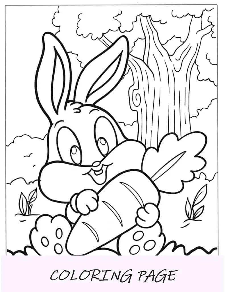 Pagina da colorare di Cute Baby Bugs Bunny